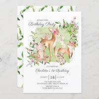 Adorable Woodland Friends Girls 1er anniversaire