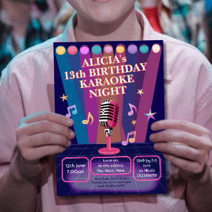 Invitation Ados de soirée karaoké anniversaire adolescent