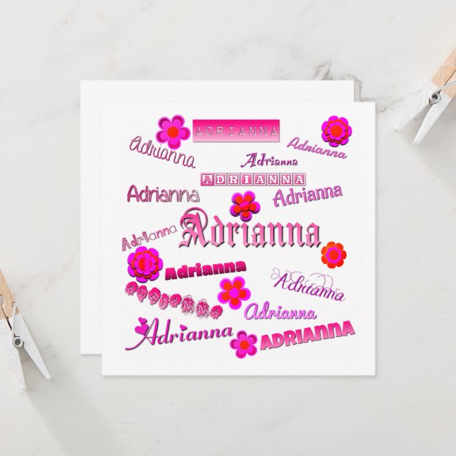 Invitation Adrianna Floral Pop Art (Devant/Arrière en situation)