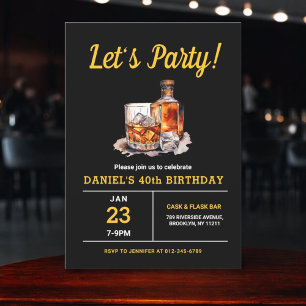 Invitation Adulte 40 ans Whiskey Bourbon fête d'anniversaire