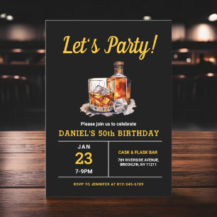 Invitation Adulte 50 ans Whiskey Bourbon fête d'anniversaire