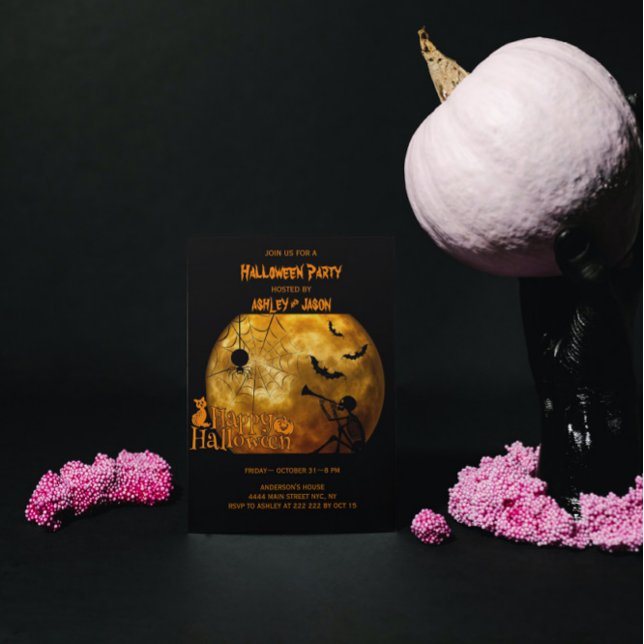 Invitation Adulte Halloween Party Moon Spider (Créateur téléchargé)