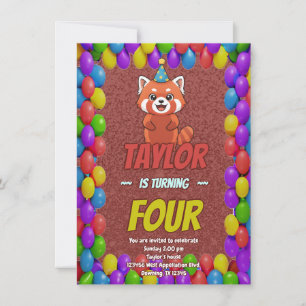Invitation Adulte Panda Rouge Fantaisiste