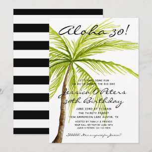 Invitation Adulte surprise 30e anniversaire Tropical Aloha Pa