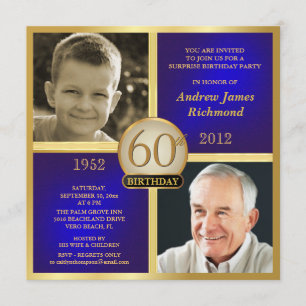 Invitation adulte Then-Now 2-Photos d'anniversaire