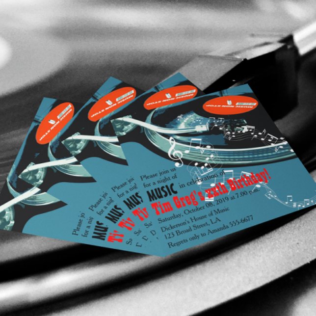 Invitation Adultes Musique Thème Anniversaire (Créateur téléchargé)