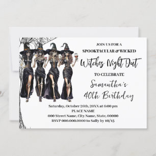 Invitation Adutls Anniversaire Halloween sorcières Night Out 