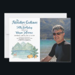 Invitation Adventure 50th Birthday Photo Rustic Mountain<br><div class="desc">Rustic Mountain Watercolor Photo Adventure 50th Birthday Invitation. Rochers rustiques et paysage de camping aquarelle "L'aventure continue" 50e anniversaire design. Parfait pour le garçon d'anniversaire qui aime l'aventure,  le randonnée,  le camping,  le voyage ou la chasse. Le design est une aquarelle avec montagnes,  lac,  tente et cerf.</div>