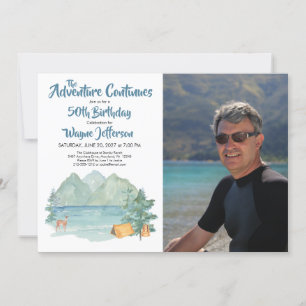 Invitation Adventure 50th Birthday Photo Rustic Mountain