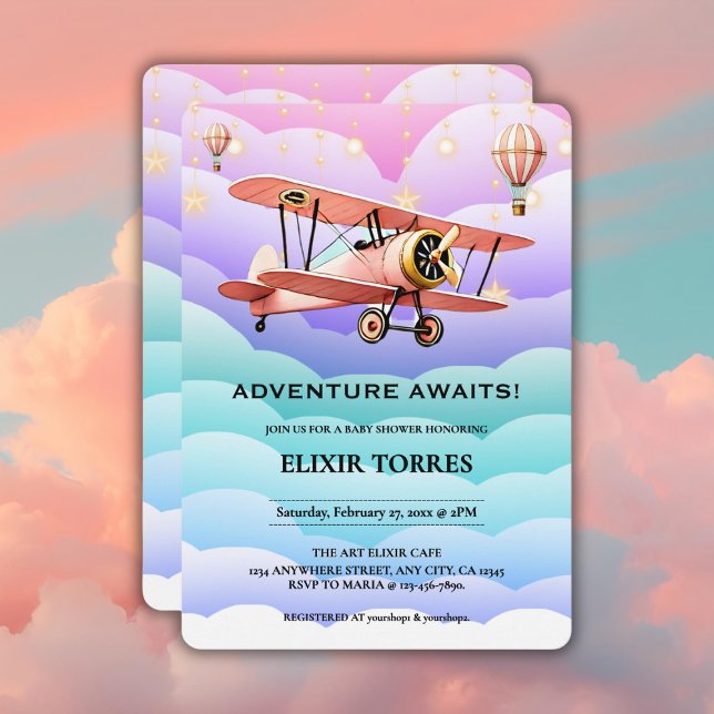 Invitation Adventure Atattend le Baby shower de l'aviation (Créateur téléchargé)