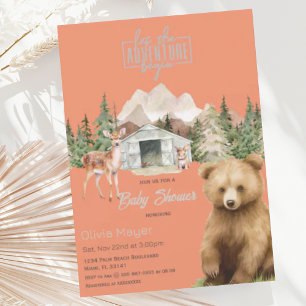 Invitation Adventure Attend Burnt Orange Mountain Baby shower