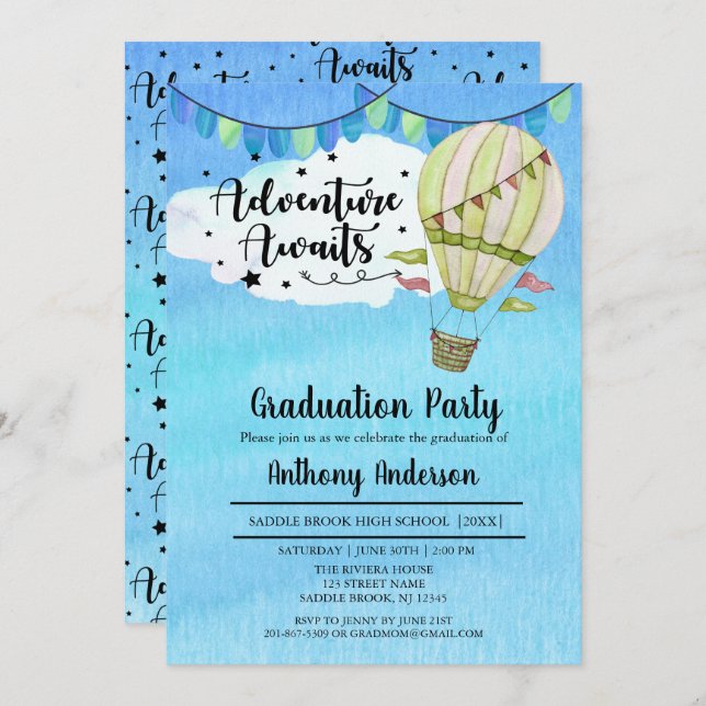 Invitation Adventure Attend la soirée de graduation du ballon (Devant / Derrière)