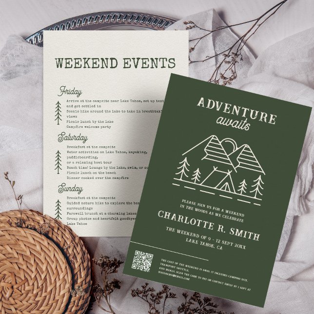 Invitation Adventure Attend Moderne Simple Camp Bachelorette (Créateur téléchargé)