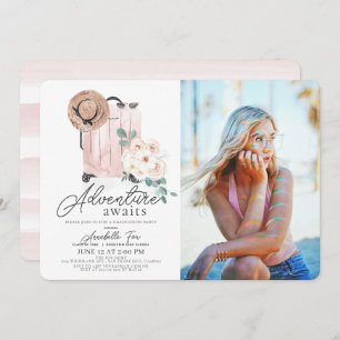 Invitation Adventure Attend Pink Suitcase Graduation Photo