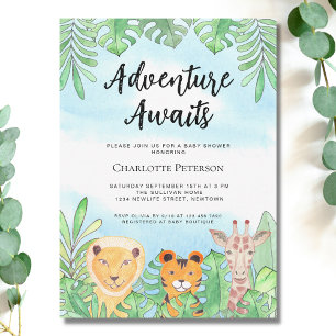 Invitation Adventure Attend Safari Animaux Baby shower