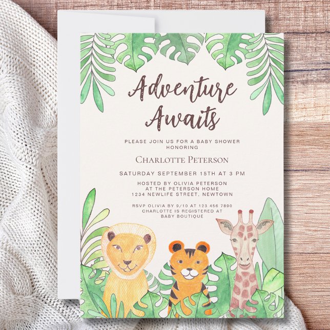 Invitation Adventure Attend Safari Animaux Baby shower (Créateur téléchargé)
