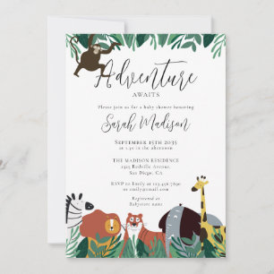 Invitation Adventure Attend Safari Animaux Baby shower