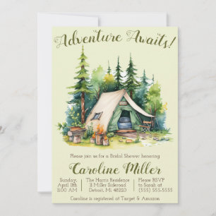 Invitation Adventure Attend ! Tente, Camping, Fête des mariée