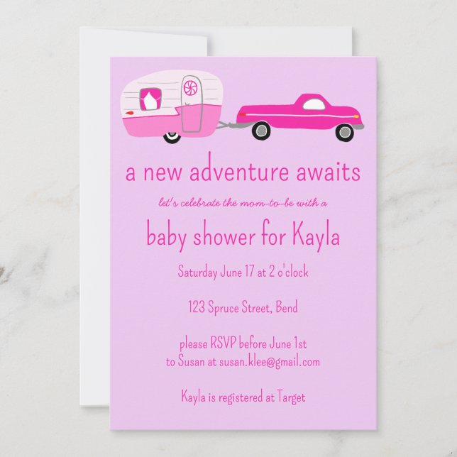 Invitation Adventure Attend un BABY SHOWER de camion et de re (Devant)