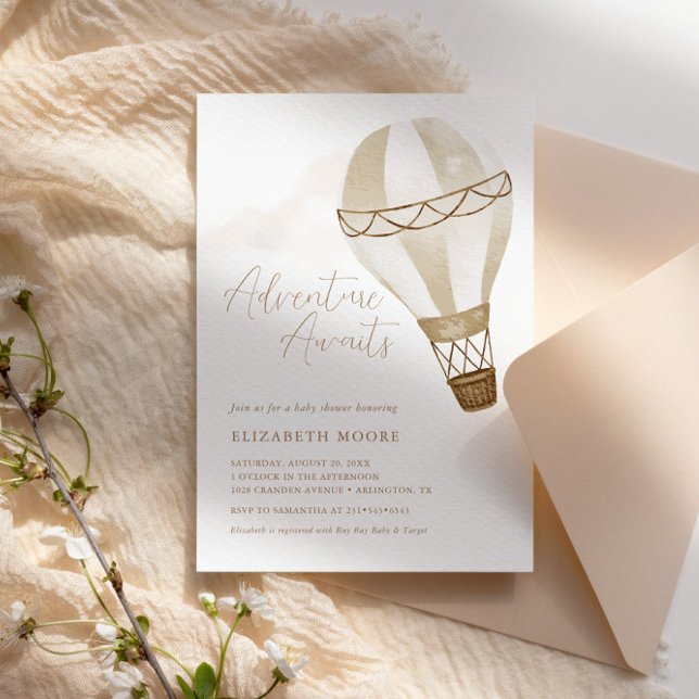Invitation Adventure Attend un ballon neutre | BABY SHOWER (Créateur téléchargé)