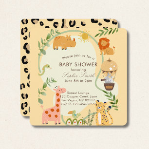 Invitation Adventure Await Baby shower carré arrondi