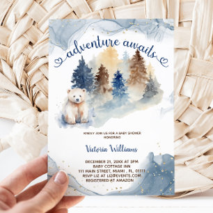 Invitation Adventure Await Bear Forest Baby shower