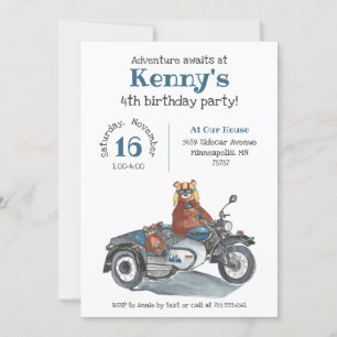 Invitation Adventure Await Bears Motorcycle Anniversaire de e