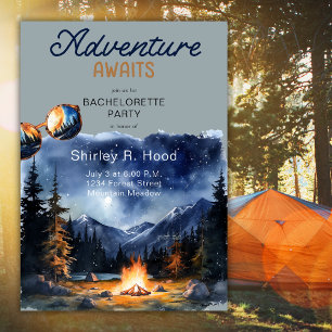 Invitation Adventure Await Camping Bachelorette Party