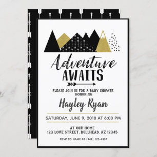 Invitation Adventure Await flèche Baby shower de montagne Inv
