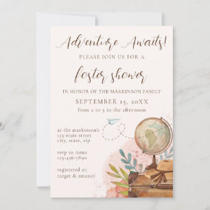 Invitation Adventure Await Foster Shower Neutral
