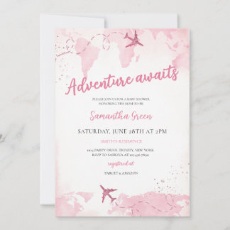 Invitation Adventure Await Girl Baby shower