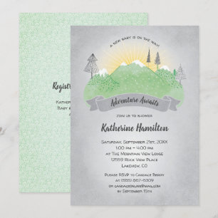 Invitation Adventure Await Green Mountains Baby shower