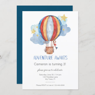 Invitation Adventure Await Hot Air Balloon Anniversaire