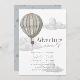 Invitation Adventure Await Hot Air Balloon Boy Baby shower
