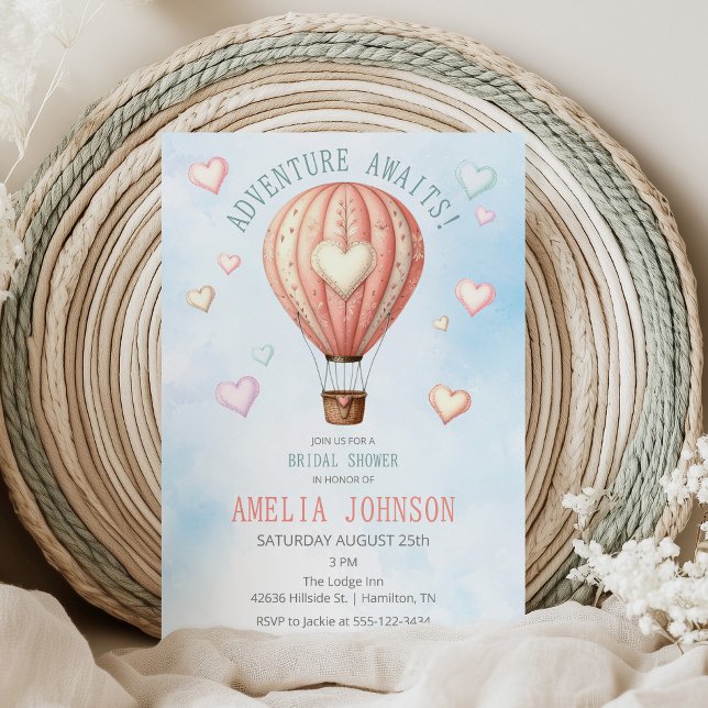 Invitation Adventure Await Hot Air Balloon Fête des mariées (Adventure Awaits Hot Air Balloon Bridal Shower Invitation)