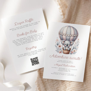 Invitation Adventure Await Koala Bear QR Code Baby shower
