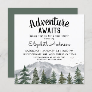 Invitation Adventure Await Misty Forest Boy Baby shower