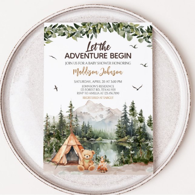Invitation Adventure Await Mountain Baby shower (Let the Adventure Begin Baby Shower Invitation)