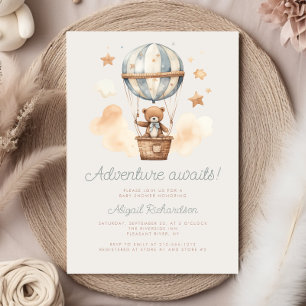 Invitation Adventure Await Teddy Bear Baby shower