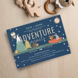 Invitation Adventure Await Woodland Boy Baby shower de la Mar