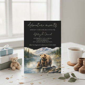 Invitation Adventure Awaits Bear & Cub Woodland Baby Shower