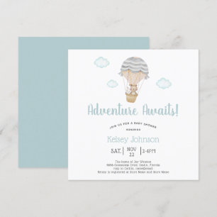 Invitation Adventure Blue Woodland Teddy Bear Baby shower
