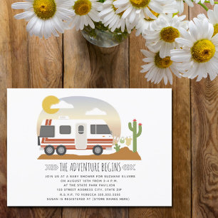 Invitation Adventure Desert Vintage RV Baby shower neutre