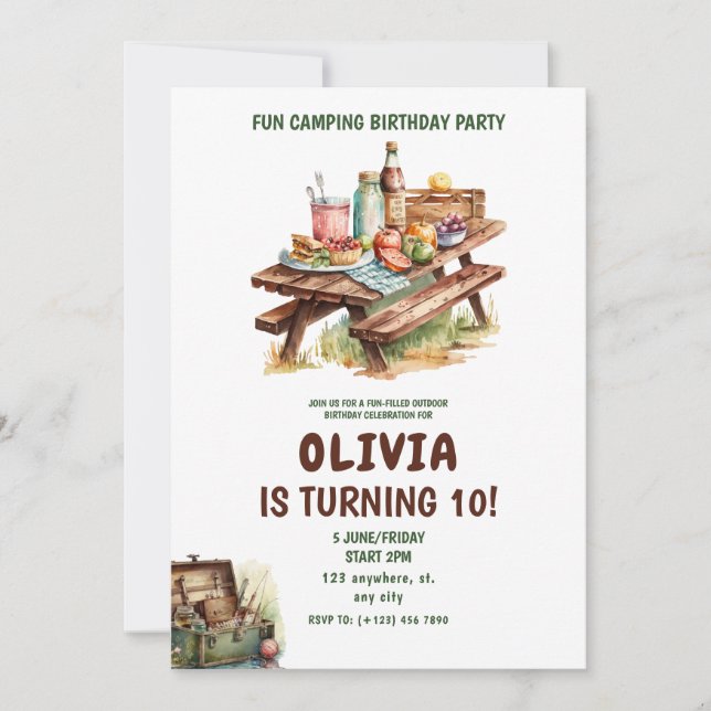 Invitation Adventure Forest Camper Anniversaire (Devant)