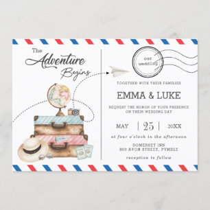 Invitation Adventure Mariage Travel Voyage Postage Mail