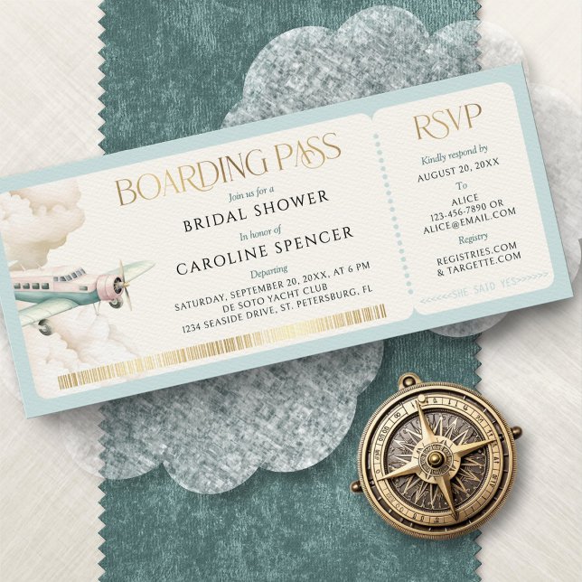 Invitation Adventure Travel Boarding Pass Bridal Shower (Créateur téléchargé)