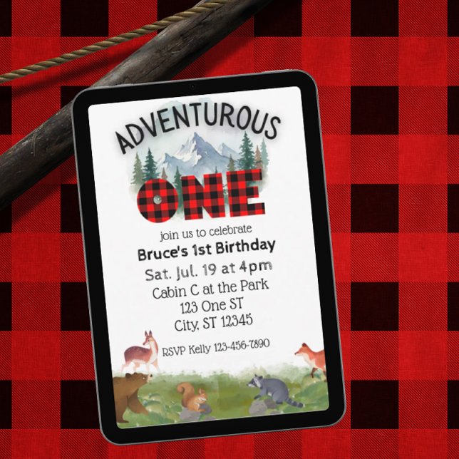 Invitation Adventurous One, Woodland Animal 1st Birthday (Créateur téléchargé)