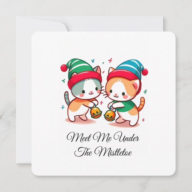 Invitation Aesthetic Christmas Pattern Santa Candy Minimalist (Devant)