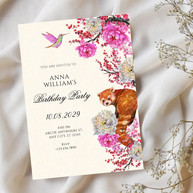 Invitation Aesthetic flora fauna spring birthday  (Créateur téléchargé)