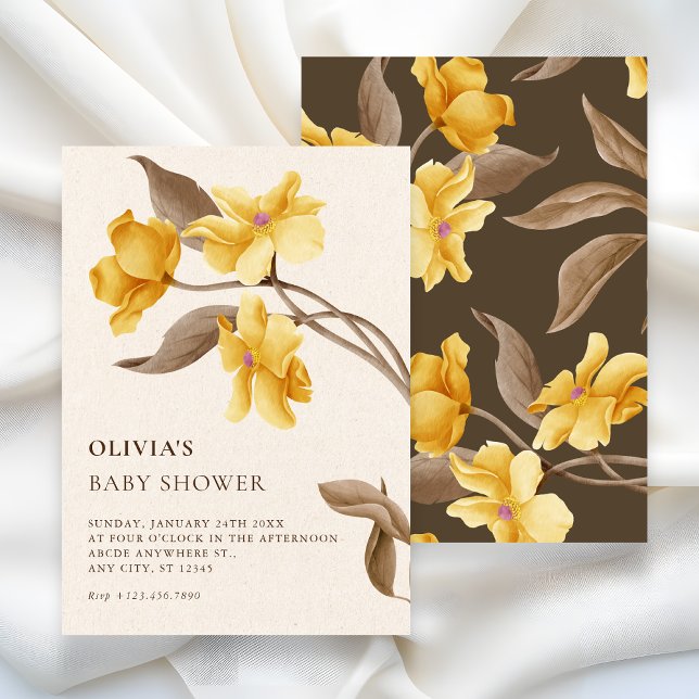 Invitation Aesthetic floral minimalist elegant baby shower (Créateur téléchargé)